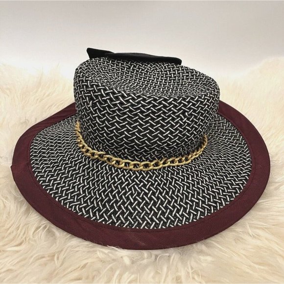 VINTAGE WHITTALL & SHON USA BLUE BOW 100% STRAW HAT CHURCH DERBY WEDDING 72242 main image 7